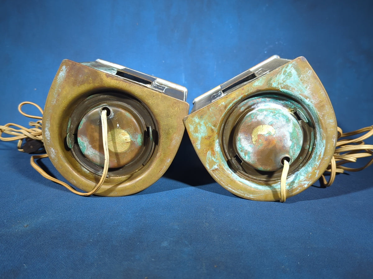 Pair of Vintage Perko Brass Port and Starboard Ship Lanterns, Electrified
