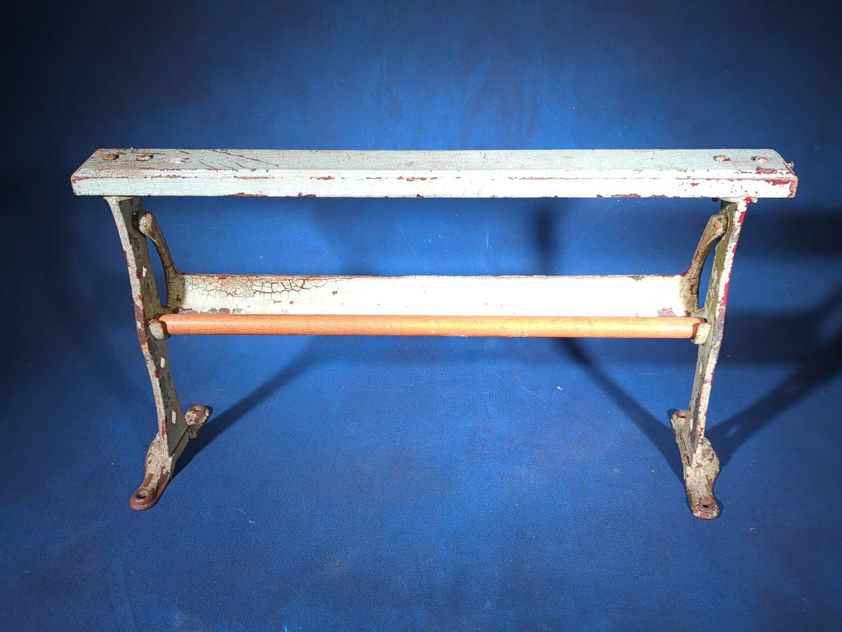 Antique Cast Iron Paper Roll Cutter with Wood Dowel and Tearing Bar