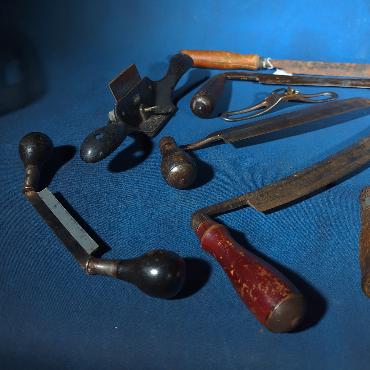 Grouping of 10 Antique and Vintage Draw Knives and Spokeshaves including Stanley