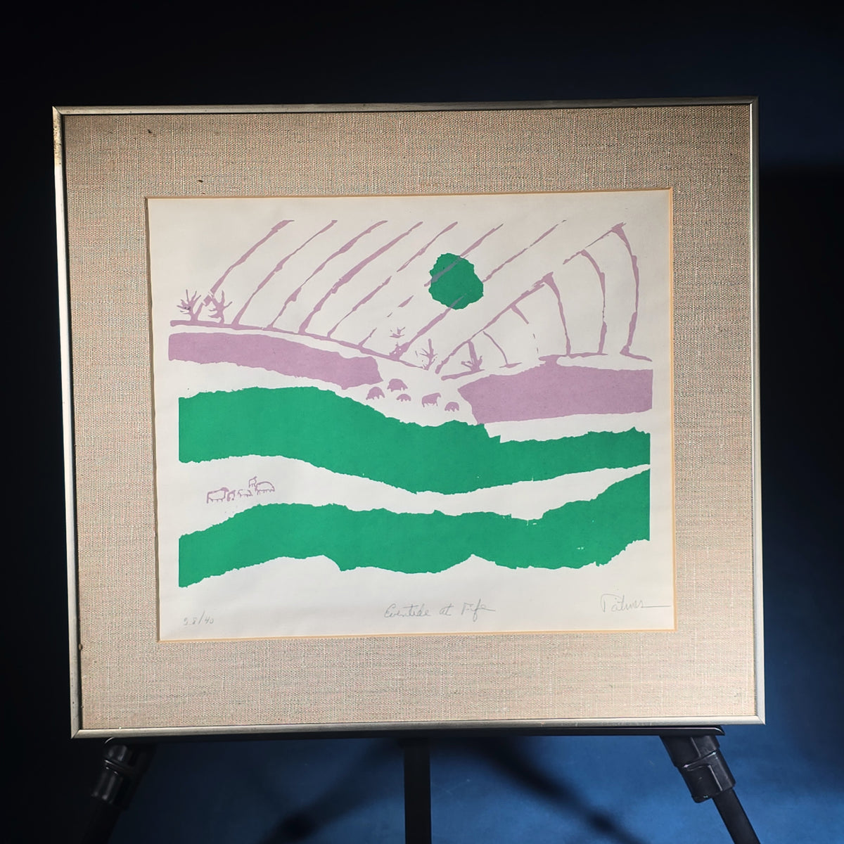 Vintage Framed Signed Screenprint, "Eventide at Fife" by Alice Hoyt Palmer, Numbered 28/40