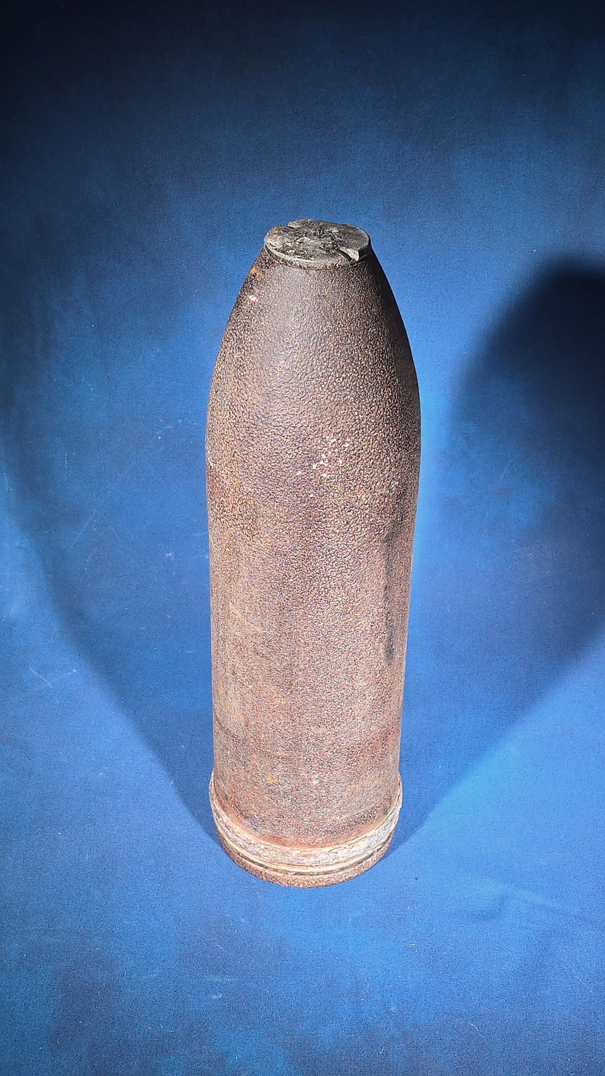 Antique Iron Artillery Projectile with Removable Fuze Plug