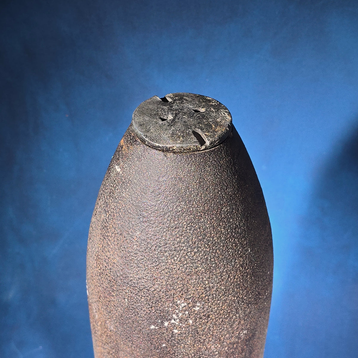 Antique Iron Artillery Projectile with Removable Fuze Plug