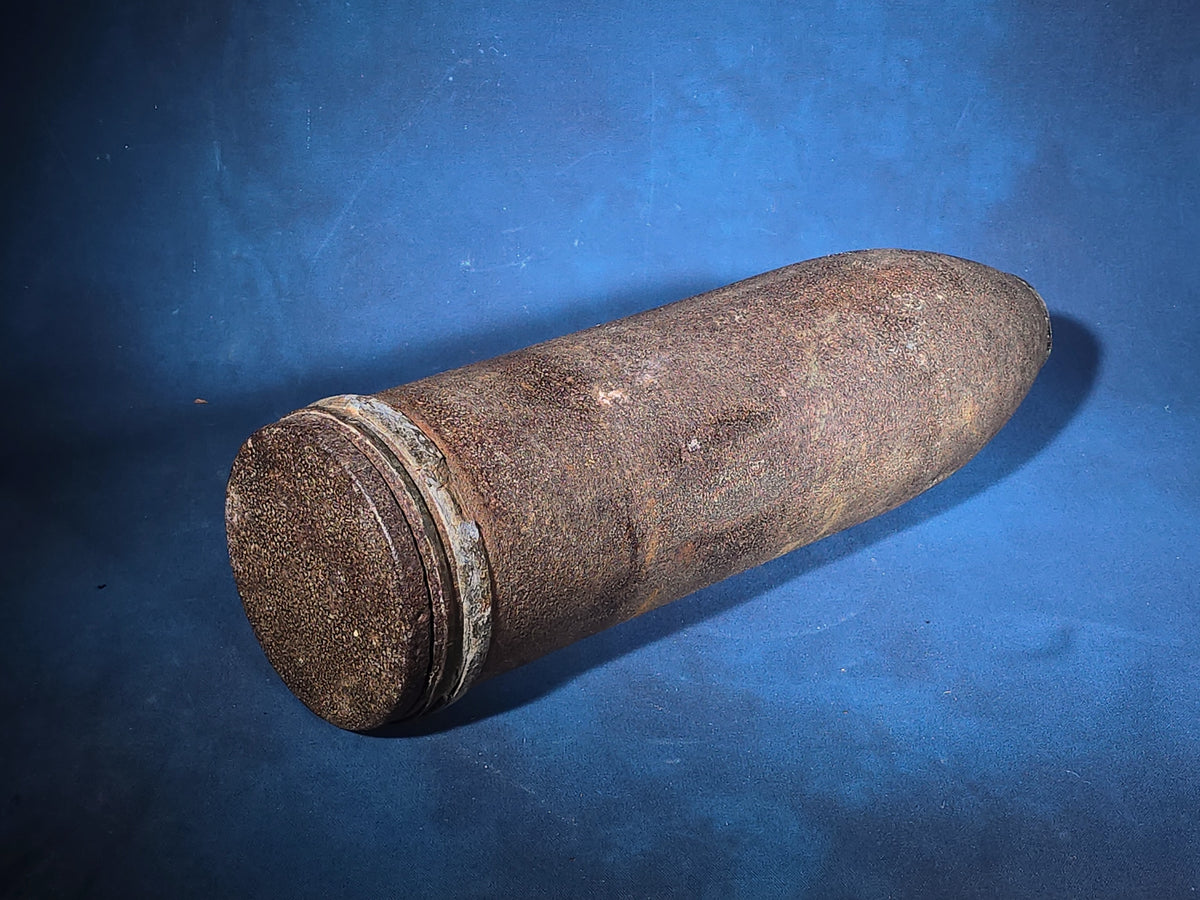 Antique Iron Artillery Projectile with Removable Fuze Plug
