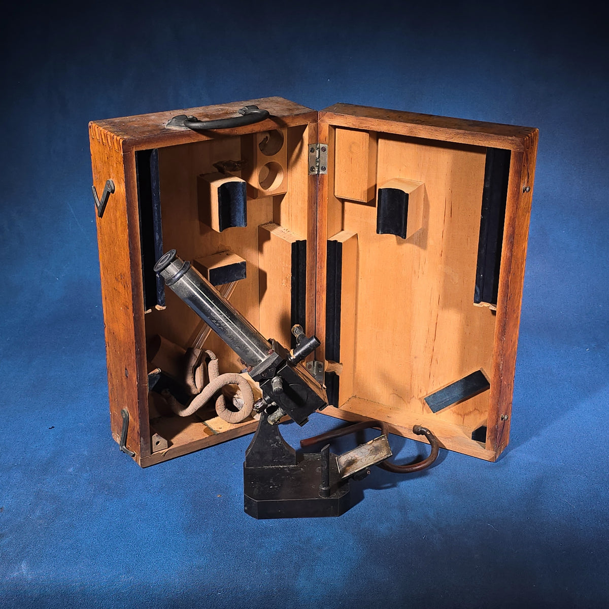 Antique Carl Zeiss Jena Microscope No. 1413, Marked D.R.P., in Fitted Wooden Case