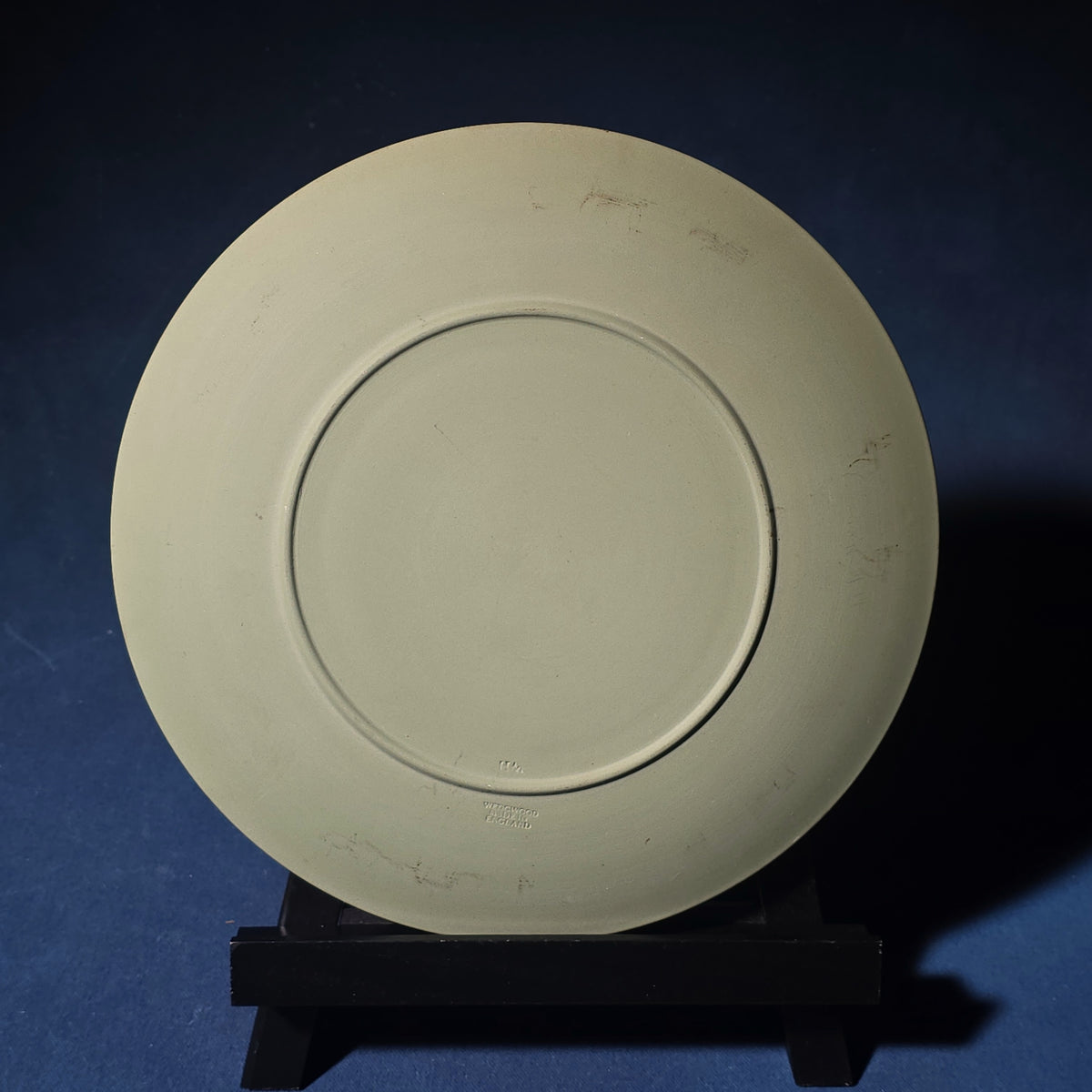 Vintage Wedgwood Green Jasperware Plate with White Classical Relief, Made in England