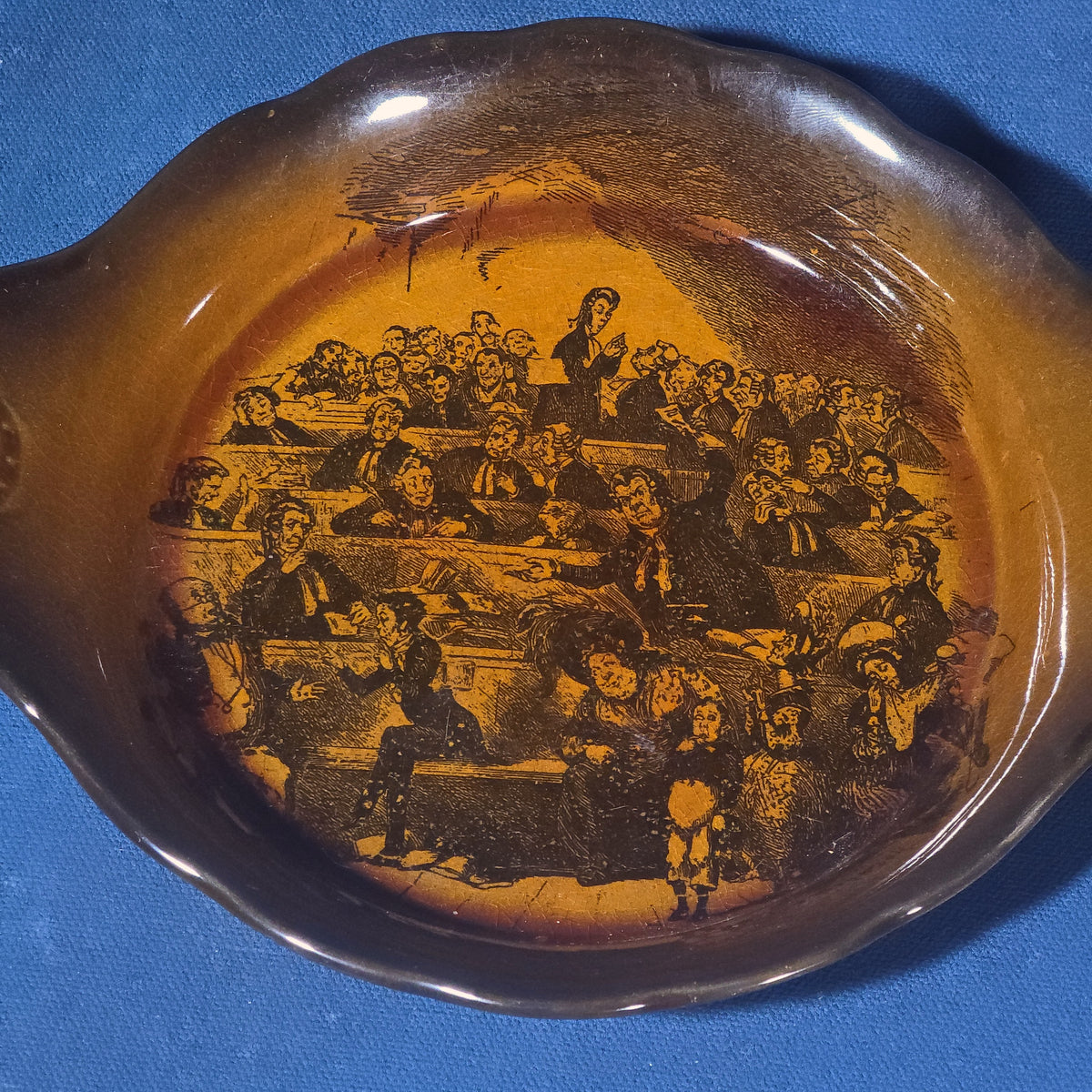Vintage Ridgways Pottery Dickens Pickwick Dish with Courtroom Scene, Original Illustrations by R. Seymour & Phiz