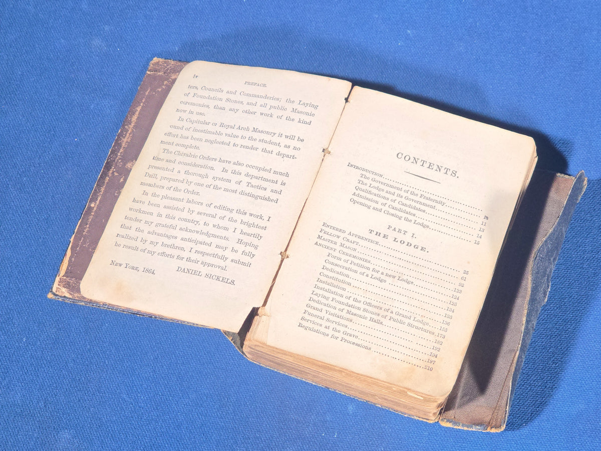 "Freemason's Monitor" Antique Illustrated Masonic Book by Daniel Sickels, New York, 1864