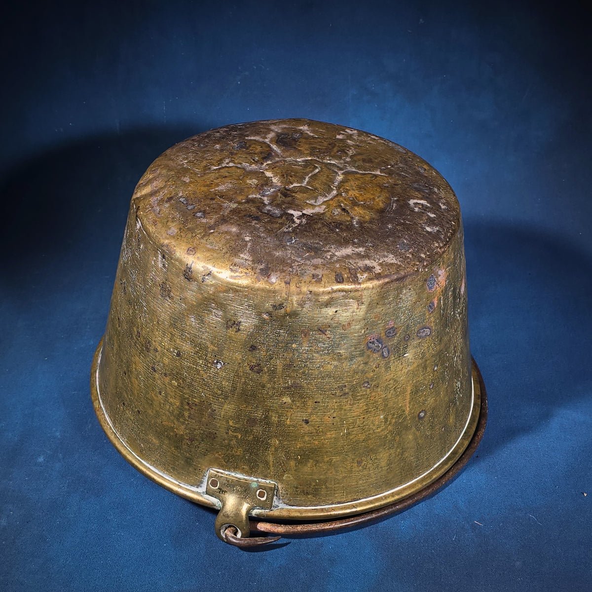 Antique Brass Bucket with Iron Bail Handle