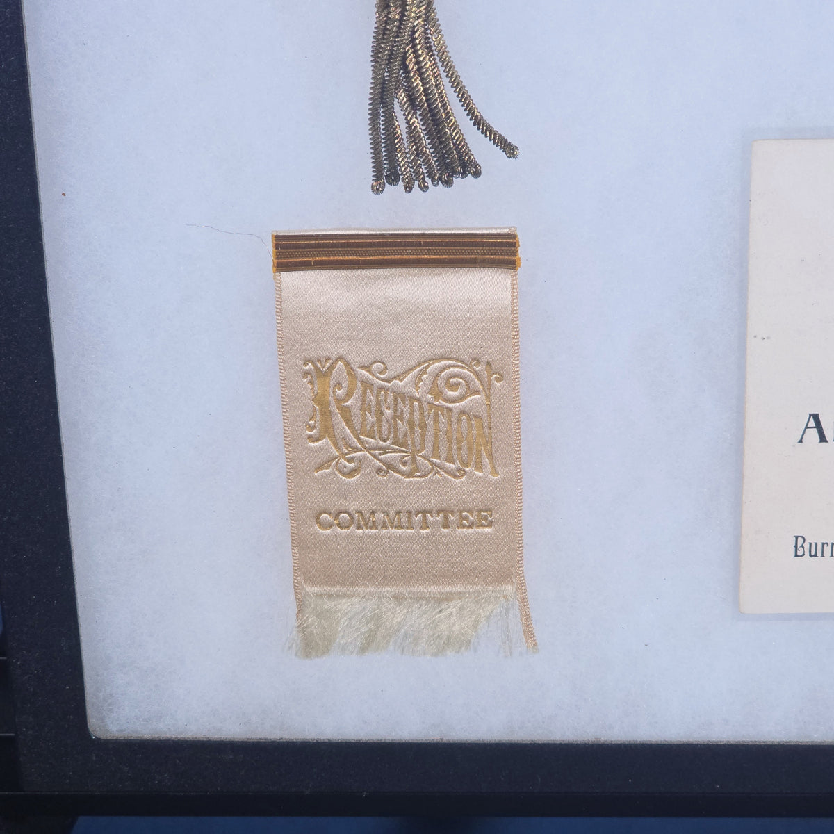 Antique G.A.R. Ribbons and Ephemera from the 1887 Dedication of the Equestrian Statue of Major General Ambrose E. Burnside, Providence, Rhode Island, In Riker Case