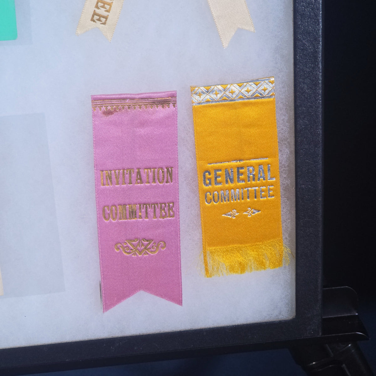Antique G.A.R. Ribbons and Ephemera from the 1887 Dedication of the Equestrian Statue of Major General Ambrose E. Burnside, Providence, Rhode Island, In Riker Case