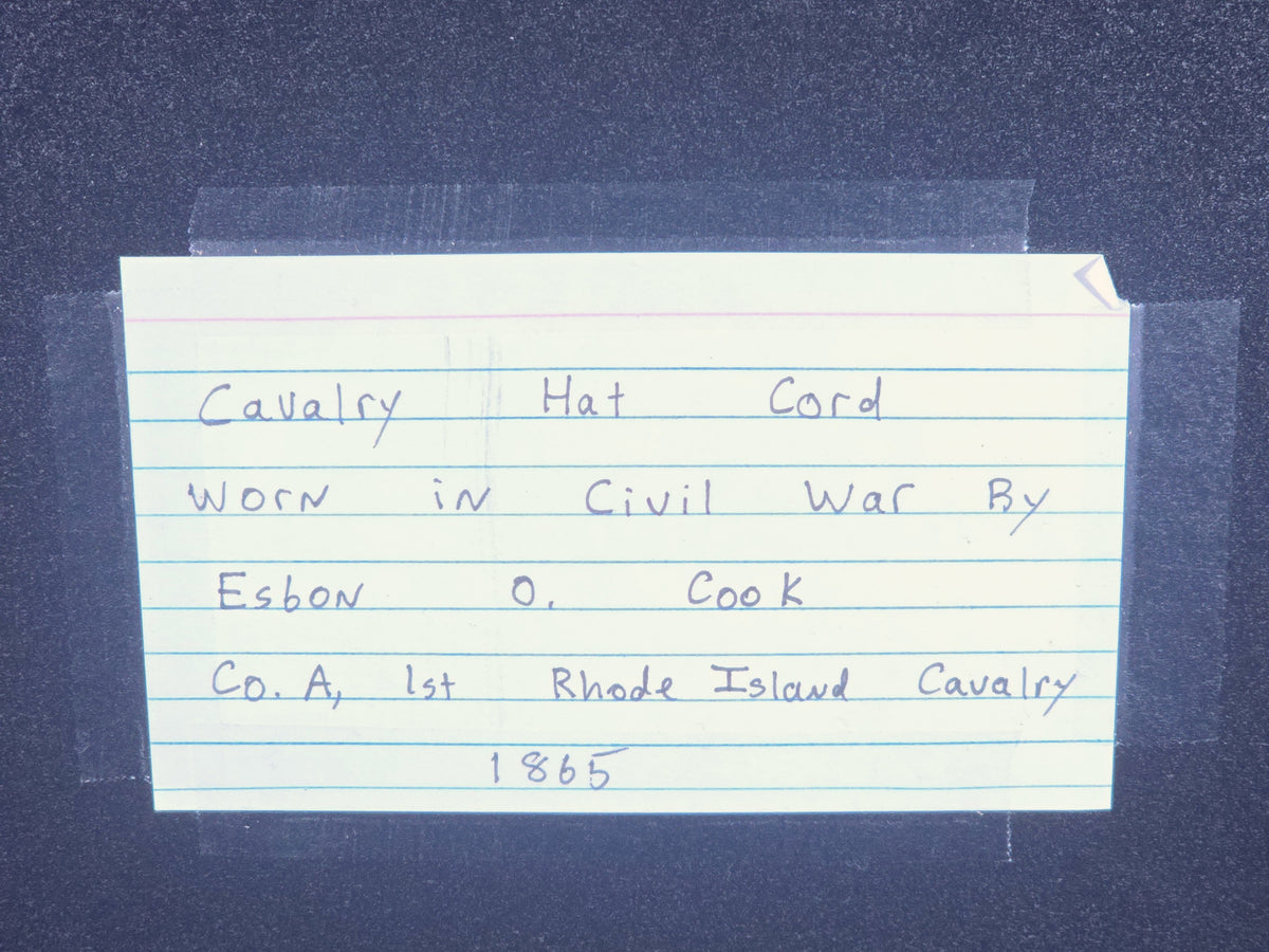 Antique Civil War Union Cavalry Hat Cord Attributed to Esbon O. Cook, Co. A, 1st Rhode Island Cavalry, 1865, in Riker Case