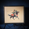 Lot 046 - Vintage Japanese Painting on Silk of a Samurai Warrior on Horseback, Signed, Framed, 21-1/2" W x 18-1/4" H