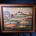 Lot 210 - Modern Framed Folk Art Style Rural Landscape Print, Signed B. Jeffords, 22-3/4" W x 19" H