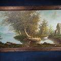 Lot 051 - Vintage Oil Painting on Canvas, River Landscape with Water Mill, Signed W. Kennedy, 51-3/8" W x 27-1/4" H