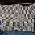 Lot 071 - Vintage Navy and Cream Woven Coverlet, 87" W x 64" H