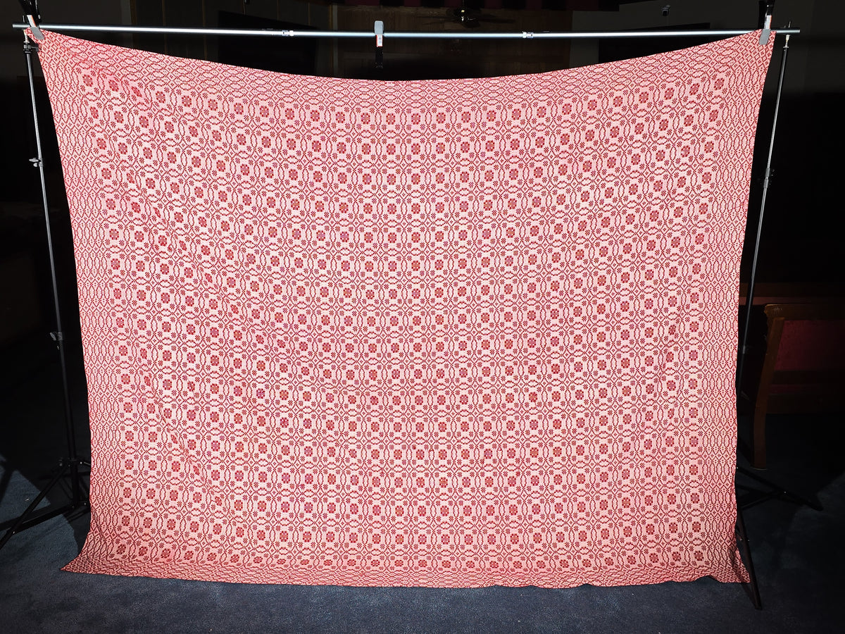 Vintage Red and White Woven Coverlet, Woven by The Goodwin Guild, Blowing Rock, North Carolina