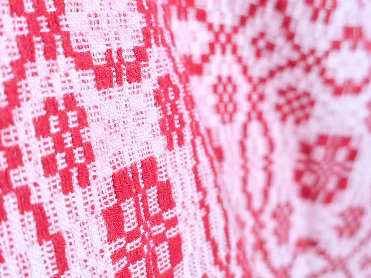 Vintage Red and White Woven Coverlet, Woven by The Goodwin Guild, Blowing Rock, North Carolina