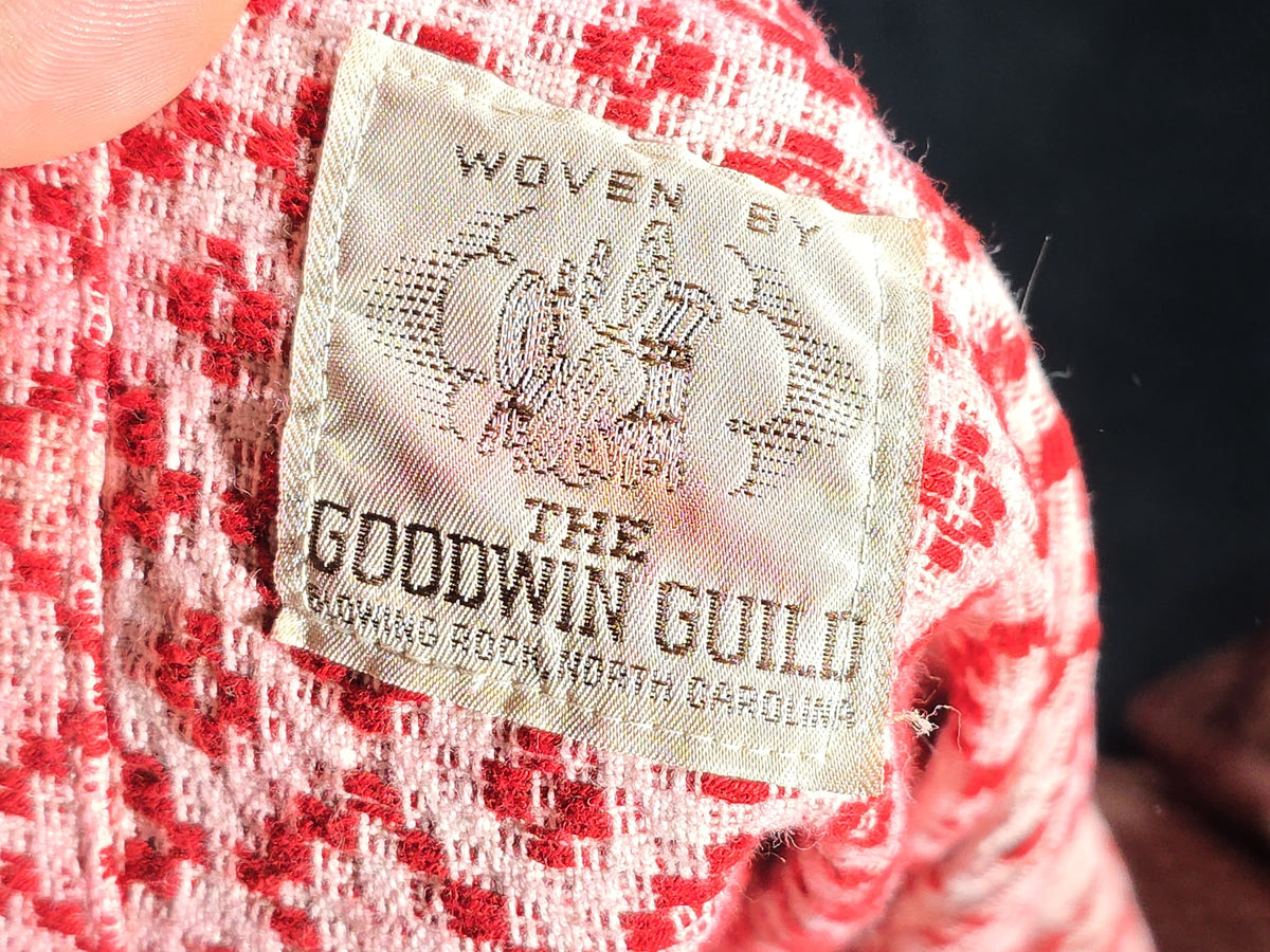 Vintage Red and White Woven Coverlet, Woven by The Goodwin Guild, Blowing Rock, North Carolina