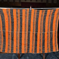 Lot 084 - Vintage Orange and Black Woven Wool Coverlet, 70" W x 53" H