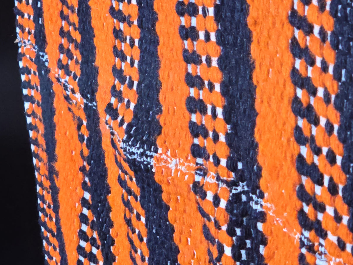 Vintage Orange and Black Woven Wool Coverlet