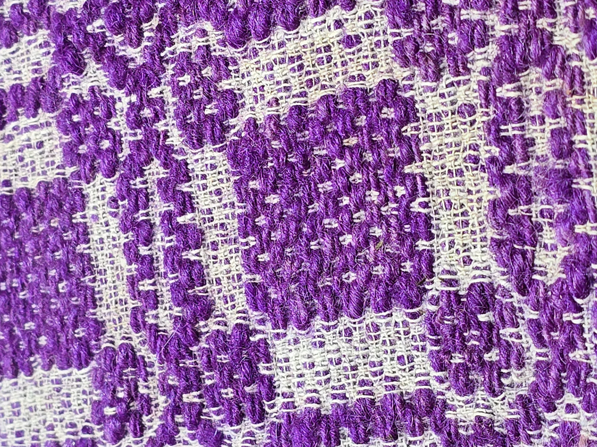 Vintage Purple and White Woven Wool Coverlet