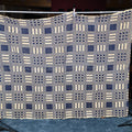 Lot 067 - Vintage Blue and White Woven Wool Coverlet, 82" W x 64" H