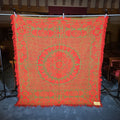 Lot 075 - Vintage Red and Green Woven Wool Coverlet with Fringe, Made by Philip Schum, Lancaster, Pennsylvania, 1938, 75" W x 82" H