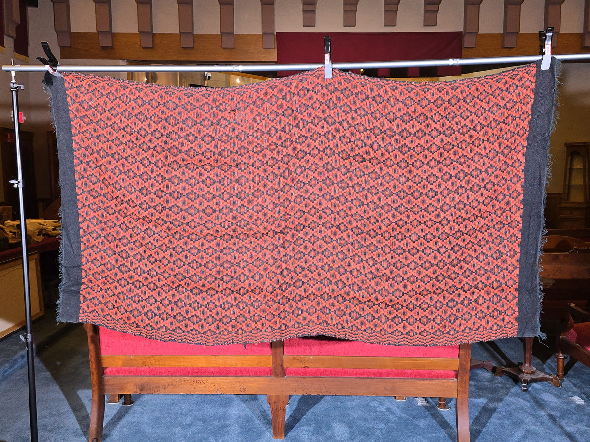 Vintage Red and Black Woven Wool Coverlet