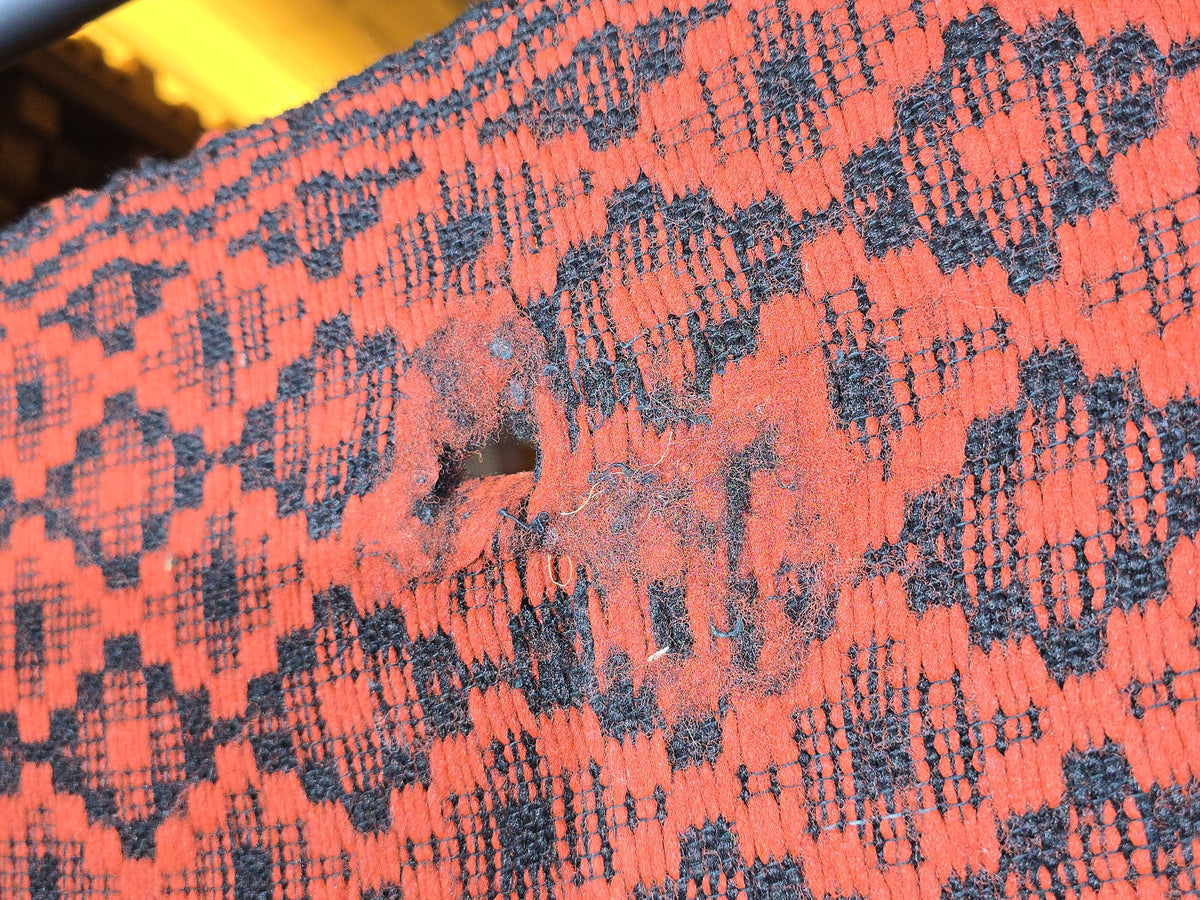 Vintage Red and Black Woven Wool Coverlet