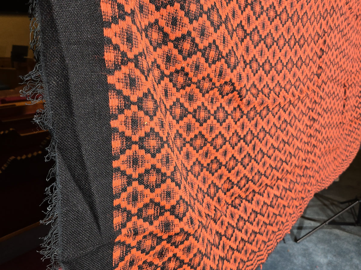 Vintage Red and Black Woven Wool Coverlet