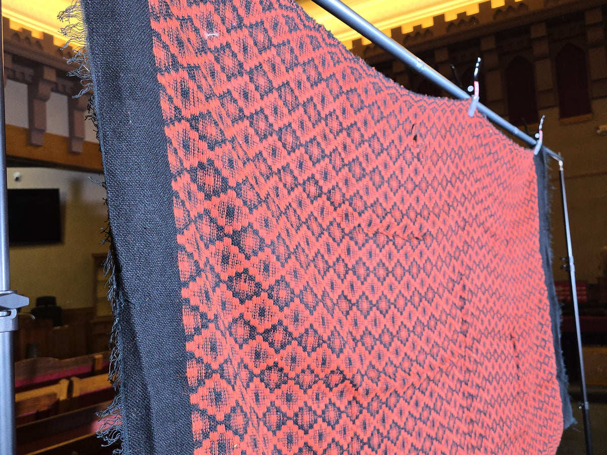 Vintage Red and Black Woven Wool Coverlet