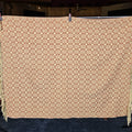 Lot 079 - Vintage Red and Cream Woven Wool Coverlet with Fringe, 70" W x 56" H