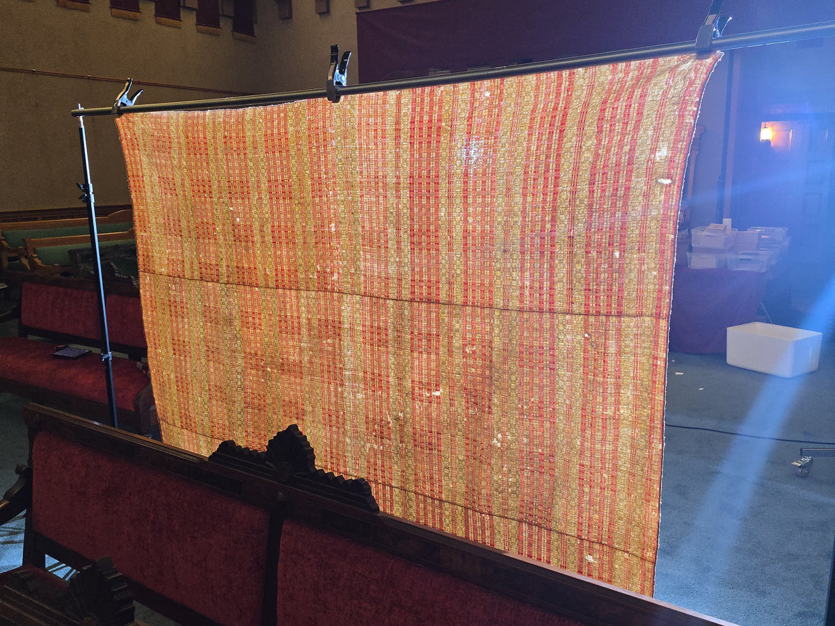 Vintage Red and Cream Woven Wool Coverlet