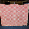 Lot 078 - Vintage Red and Cream Woven Wool Coverlet with Fringe, 85" W x 69" H