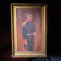 Lot 010 - Antique Oil Painting on Canvas, Portrait of a Military Officer with Sword, Signed Christian Mølsted, 1918, 16" W x 24-1/2" H