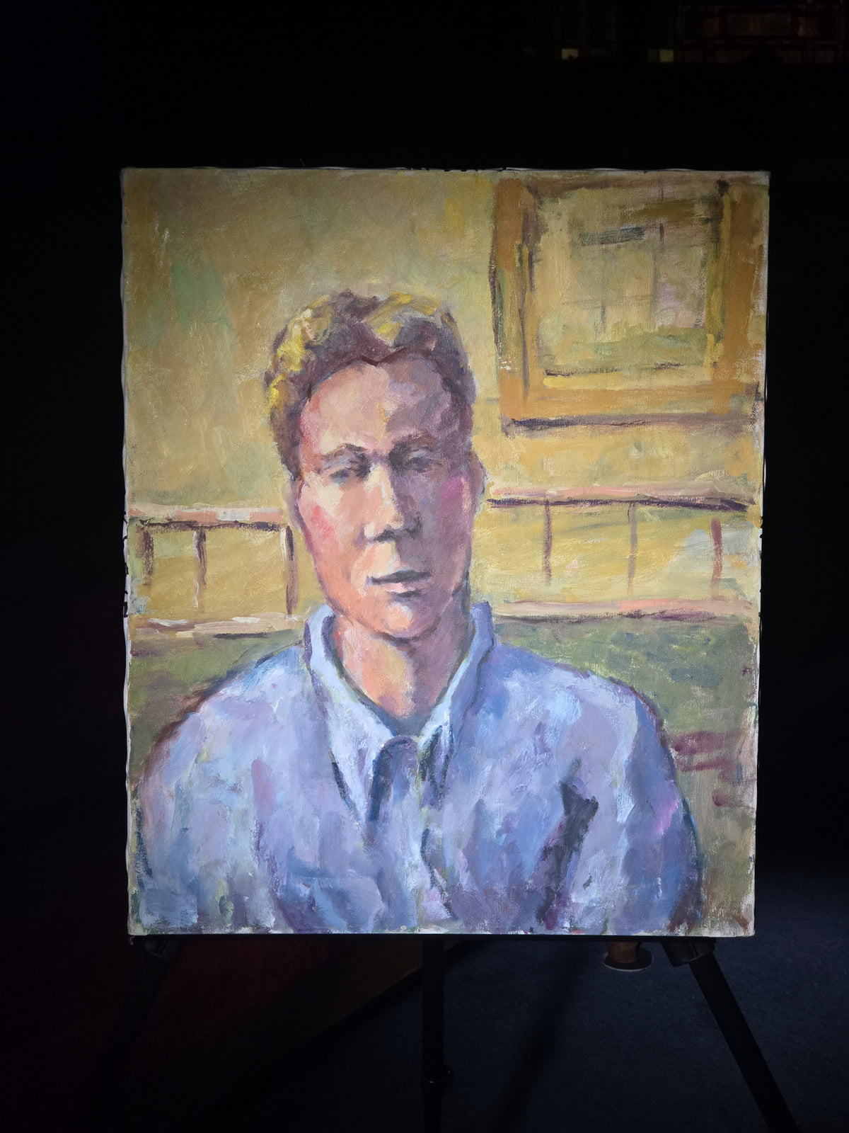 Vintage Oil Painting on Canvas, Portrait of a Man, Signed Gussin