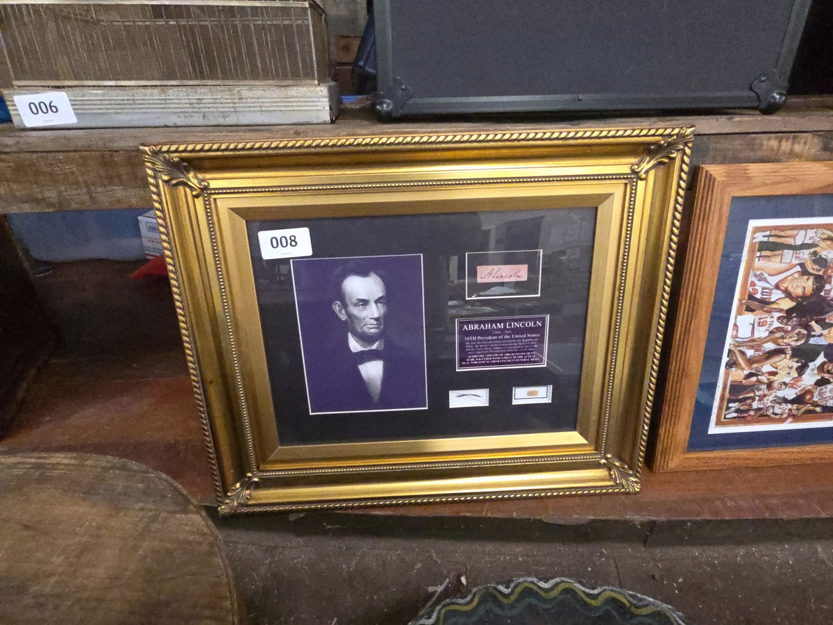 Abraham Lincoln collectible frame with swatches