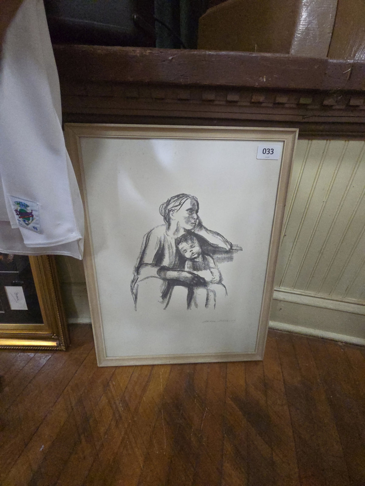vintage framed print of mother and child
