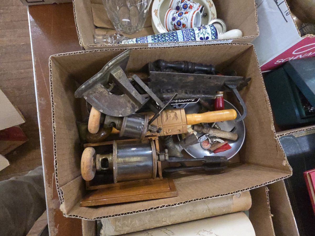 box lot of miscellaneous mixed Smalls including metal objects and more