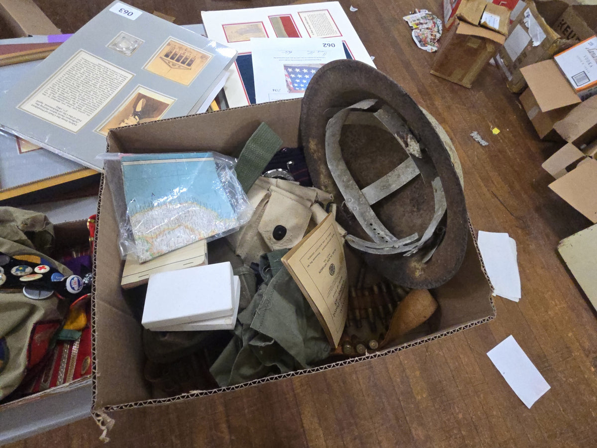grouping of miscellaneous military items including helmet