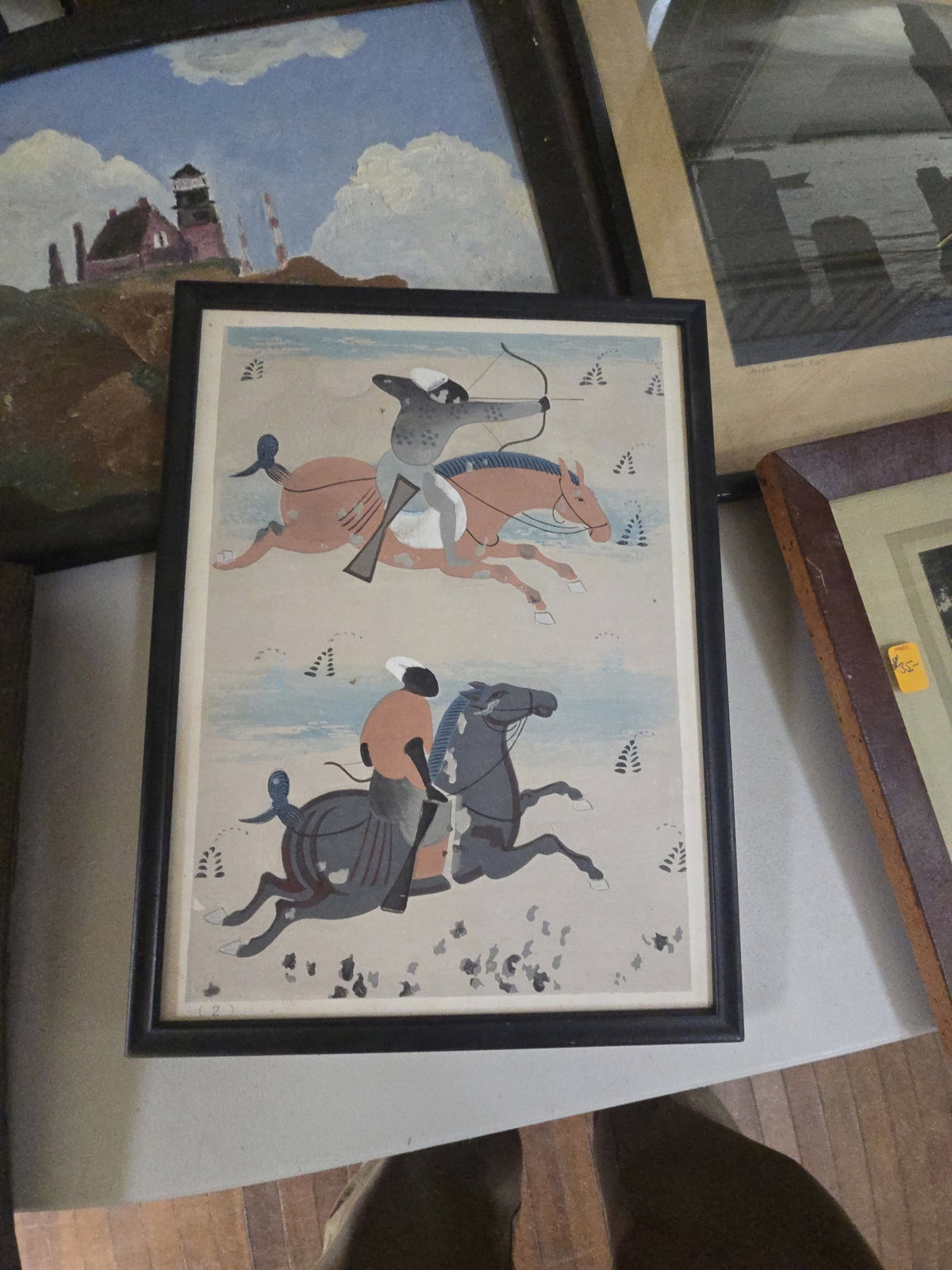 numbered print of archers on horseback