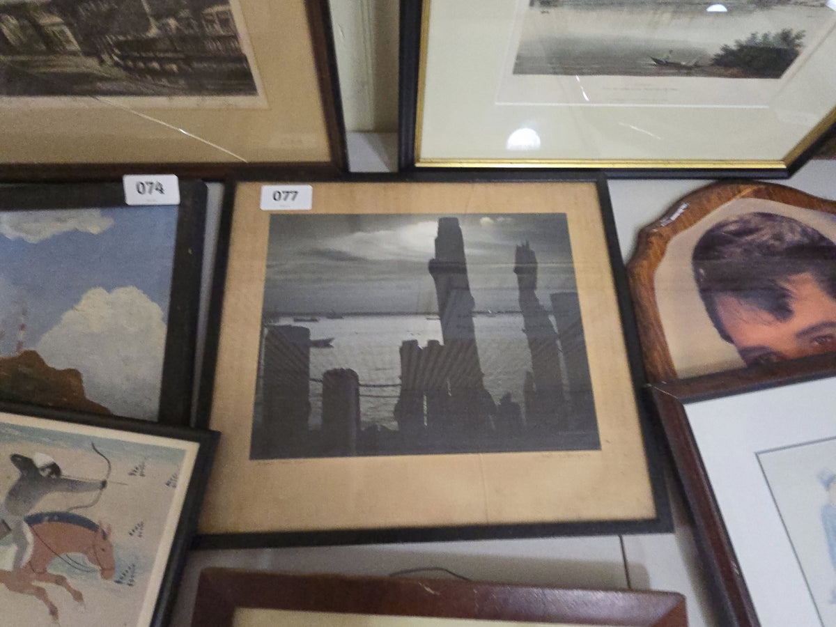 framed photo titled night Must Fall by John W gregory, glass is cracked