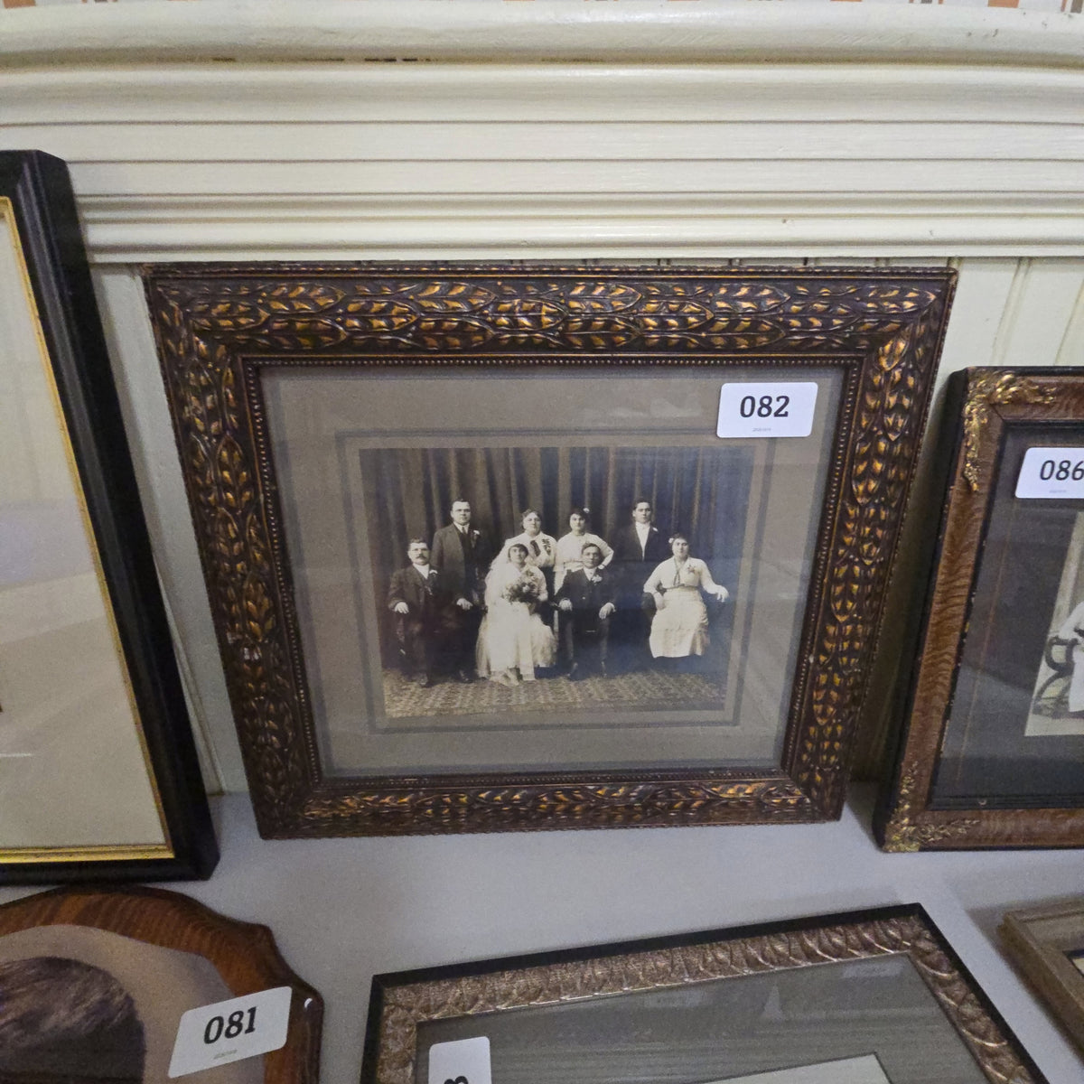 antique framed wedding photo
