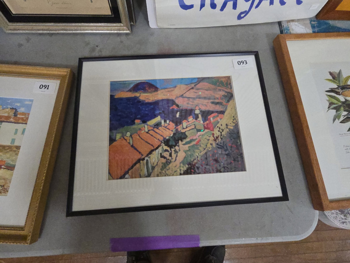 framed print of houses on Mountain Coast