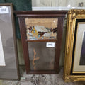 Lot 100 - Antique Two Part Mirror with Reverse Painting of Cabin
