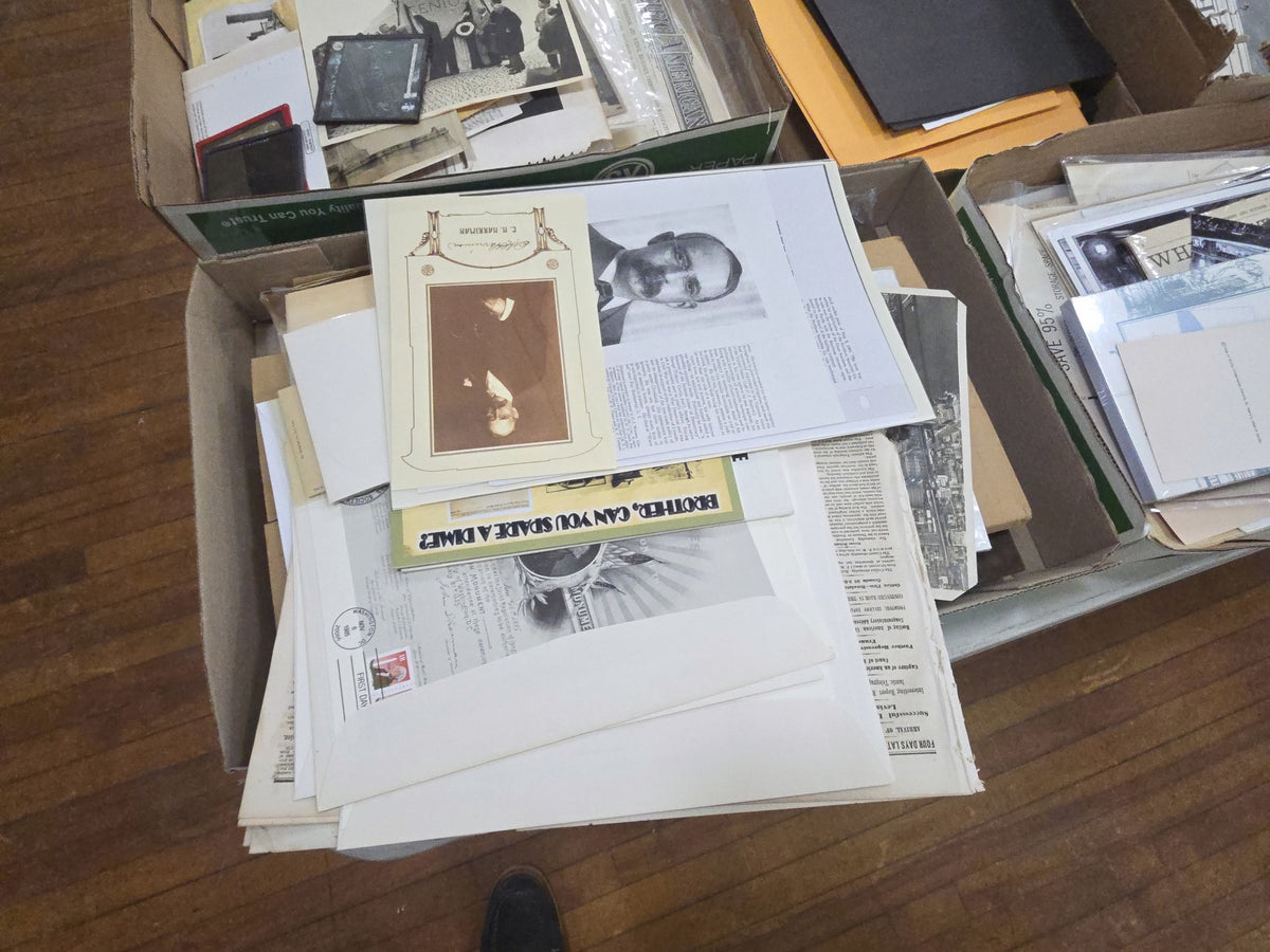 box lot of miscellaneous ephemera including photographs, Paramount Pictures items and more