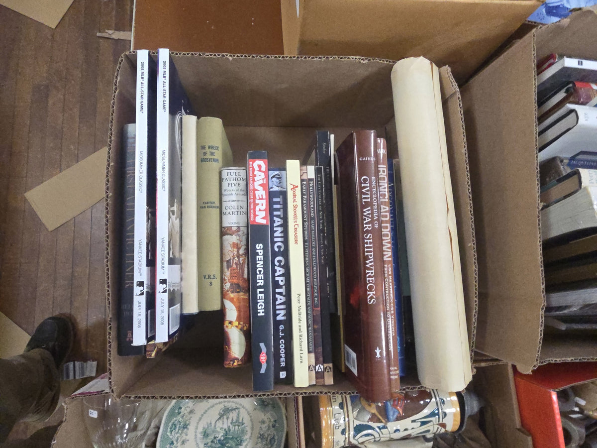 box lot of modern books including Civil War shipwrecks, Titanic captain, First Atlantic liner, and others