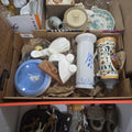 Lot 122 - Box Lot of Ceramic Objects Including Vase, German Stein, Jasperware, and More