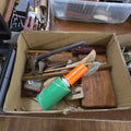 Lot 156 - Box Lot of Miscellaneous Tools and Tool Cases Including Wooden Boxes, Wooden Spoon, Small Planes and More