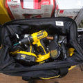 Lot 160 - Dewalt Tool Bag with Dewalt Drill, Impact Driver, and Dewalt Batteries with Chargers